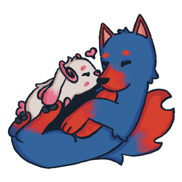 an illustration of two animals cuddling