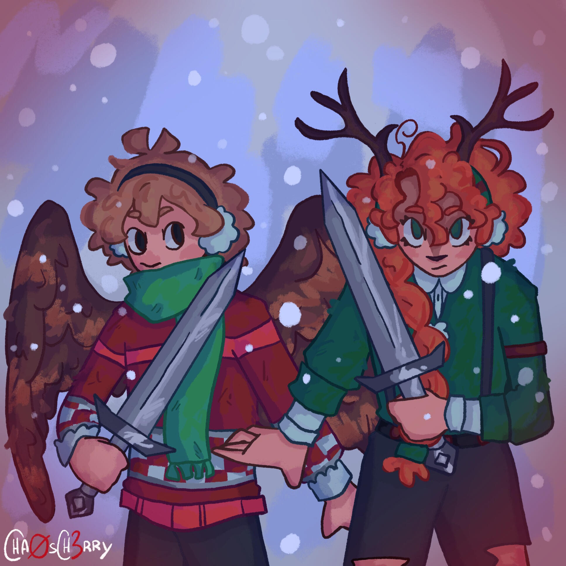 12/25│Gingerbread Duo│ Christmas Village has Turned Red