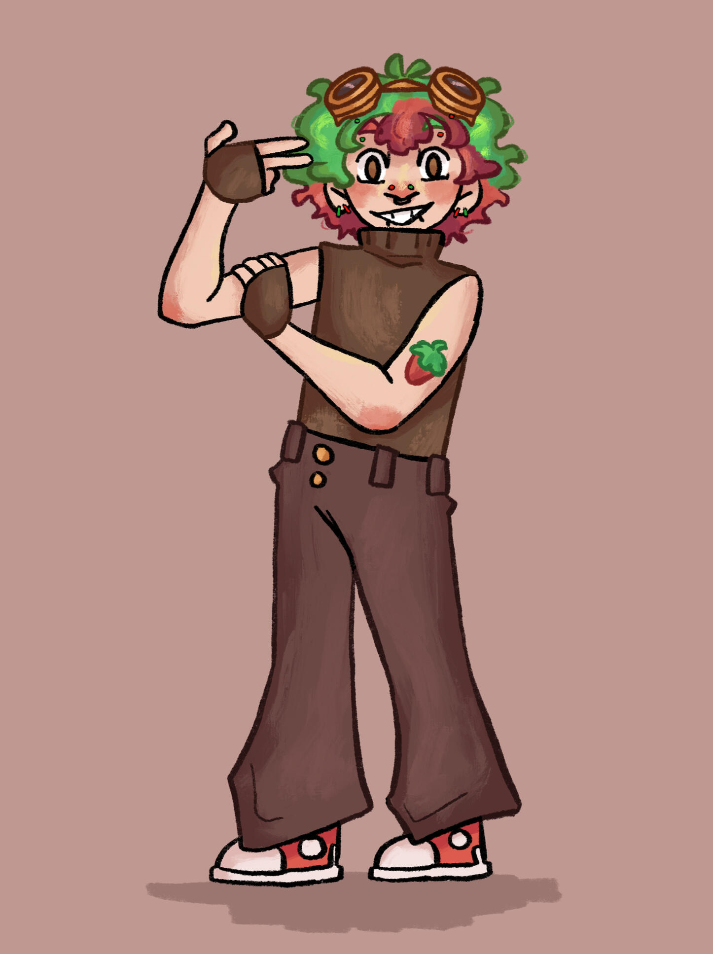 a full-body illustration of Strawbs' (Cha0sCh3rry)'s sona